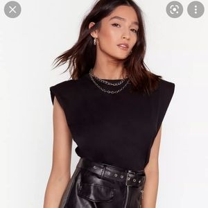 NWT Nastygal black shoulder pad tank top